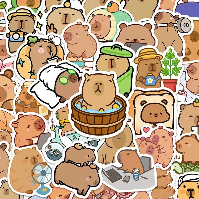 50 autocollants capybara Chill & Happy