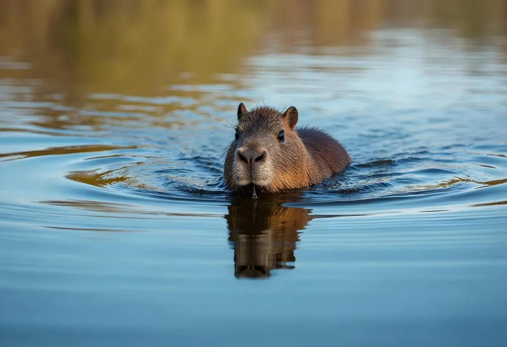 Le capybara adore être dans leau