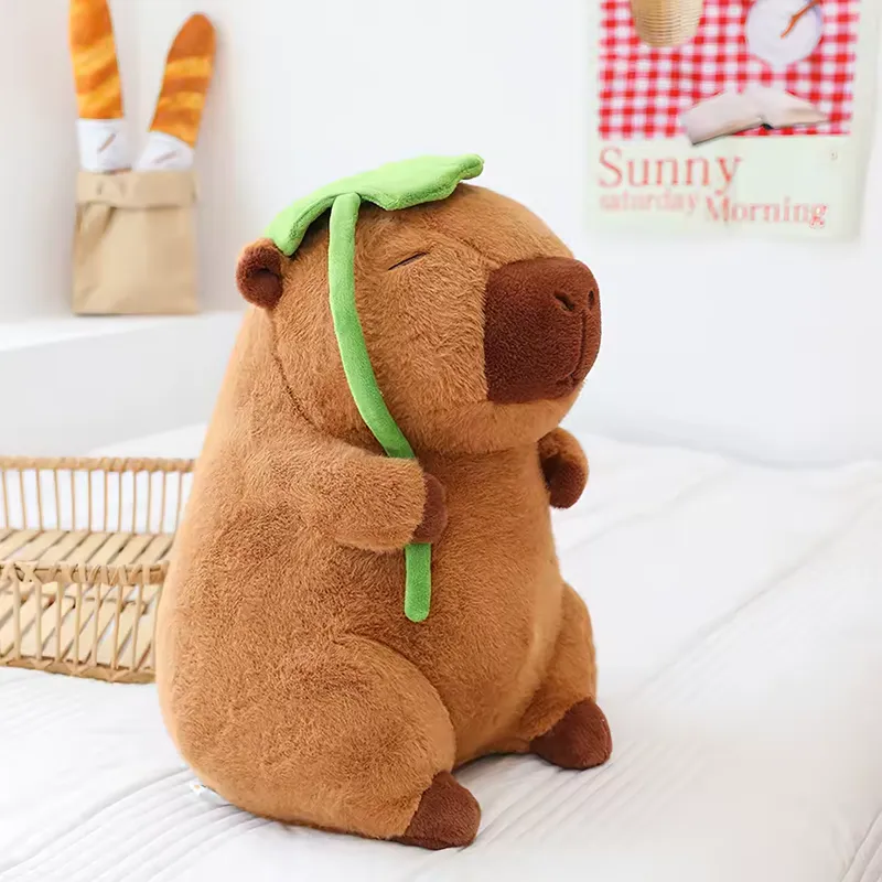 Peluche Capybara Géante Feuille 55cm