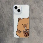 Coque Capybara Bubble Tea transparente pour iPhone